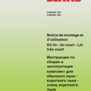 Claas VARIANT 260 VARIANT 280 Notice de montage et d'utilisation Kit lin-lin court-Lin très court Manual FR_RU
